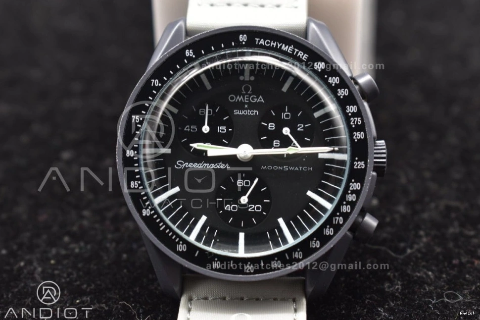 Omega Strap x to Bioceramic Mercury on Quartz Nylon Mission Moonwatch Swatch 1227